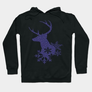 Christmas Snowflake Pattern Dark Blue Deer Hoodie